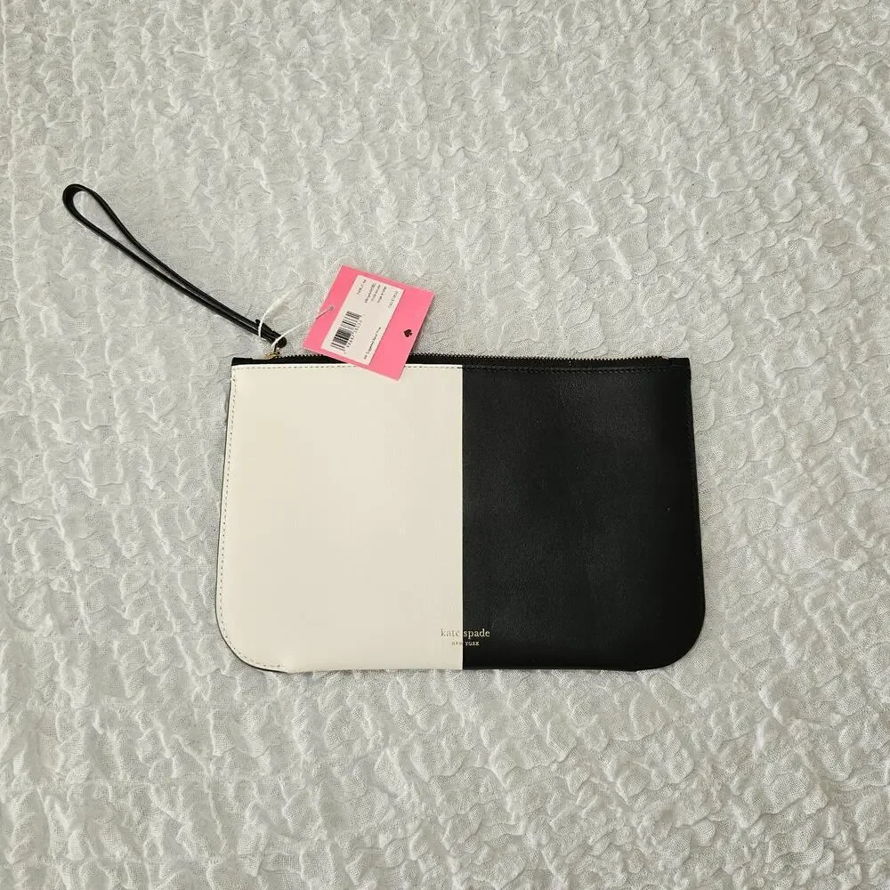 Kate Spade Nicola Bicolor Large Pouch Wristlet black and white